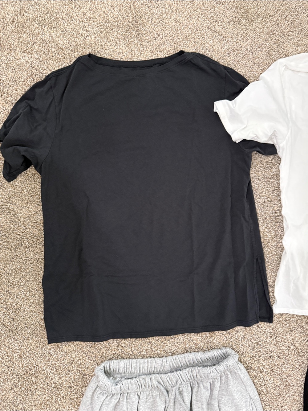 Lululemon Casual Tee and Wide-Leg Lounge Pants Set - Black, White, Heather Gray - Picture 5 of 7